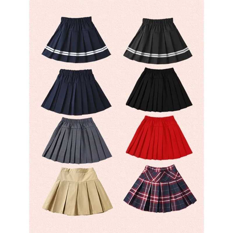Girl pleated skiing cotton elastic waist student girl uniform skiing college style spring summer children girl JK sprintT250326