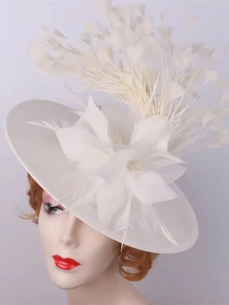 Feather Flower Fascinator Hat Party Wedding Women Pillbox Cap Elegant Ladies Church Occasion Race Millinery Cap Hair Accessories 250322