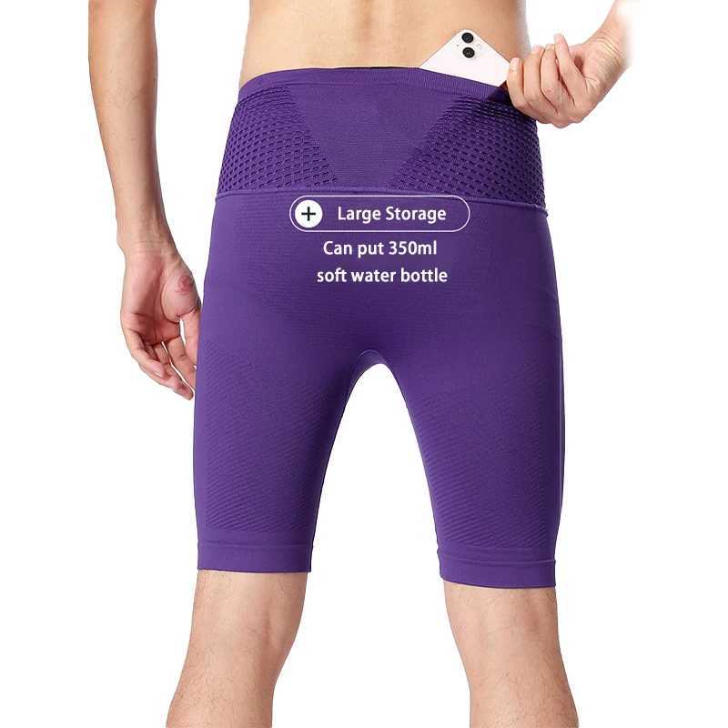 Wrap style mesh waist bag marathon running shorts for women fast drying high elasticity fitness training compression shorts W250324