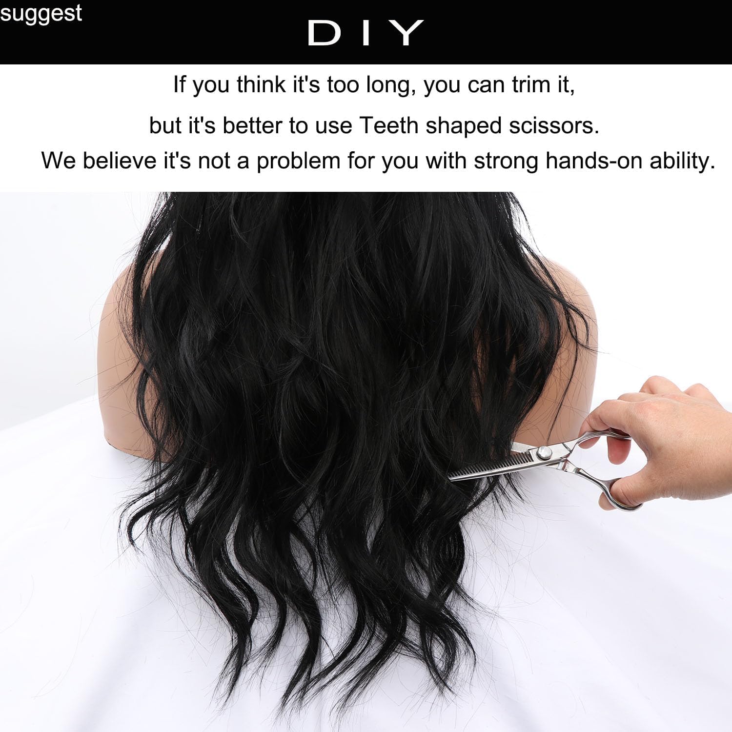 80s 90s Mullet Wigs Pixie Cut Wigs with Bangs for Black Women, Wolf Wig Wavy Long Black Synthetic Split Fringe Mullet Wig for Women Long Cosplay wig(2