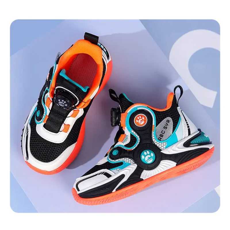 2025 Spring New Mesh Breathable Rotating Buckle Childrens Sports and Leisure Shoes Basketball Shoes 29-39 Childrens Sports Shoes W250324
