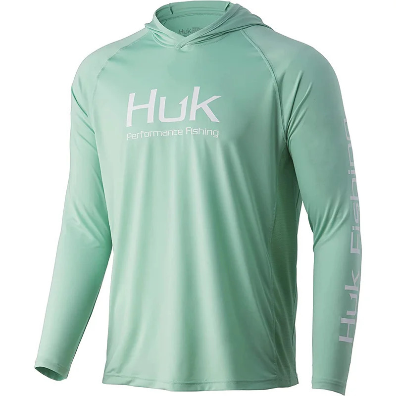 HUK Fishing Shirt Mens Long Sleeve Outdoor UV Performance Clothing Upf Tops Sunscreen Breathable Anti Mosquito 250314