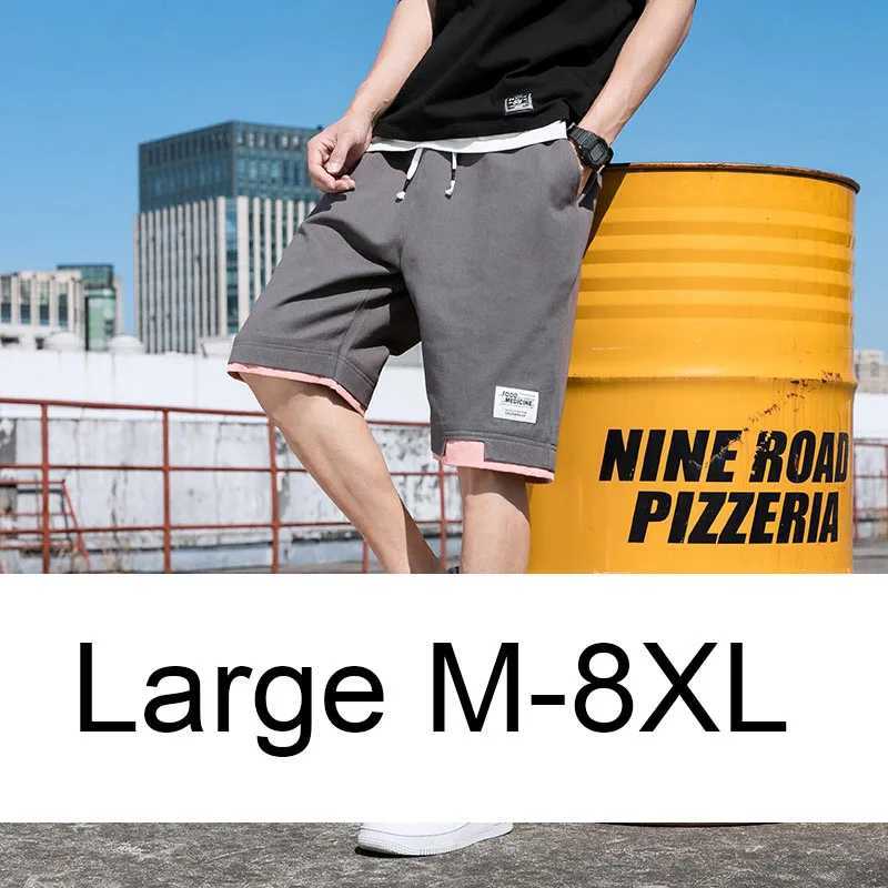 2022 cotton summer new style pull rod shorts mens casual jogging sweatshirt plus size fitness shorts 6XL 7XL 8XL W250324