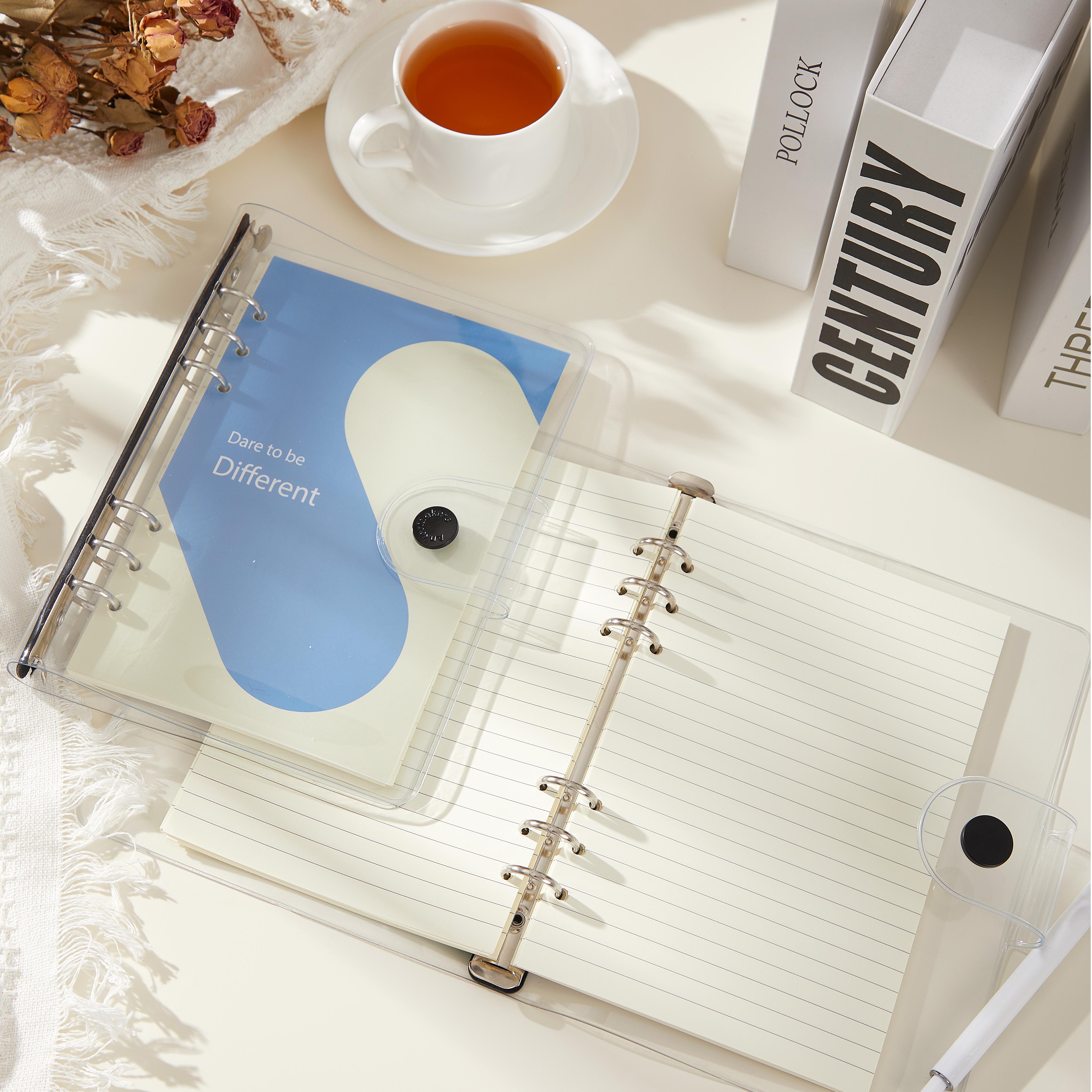 Versatile Translucent PVC Circular Ring Binder - Essential Desk Accessory for Efficient;A5 Notebook Binder - 6 Ring A5 Binder PVC Binder Refillable