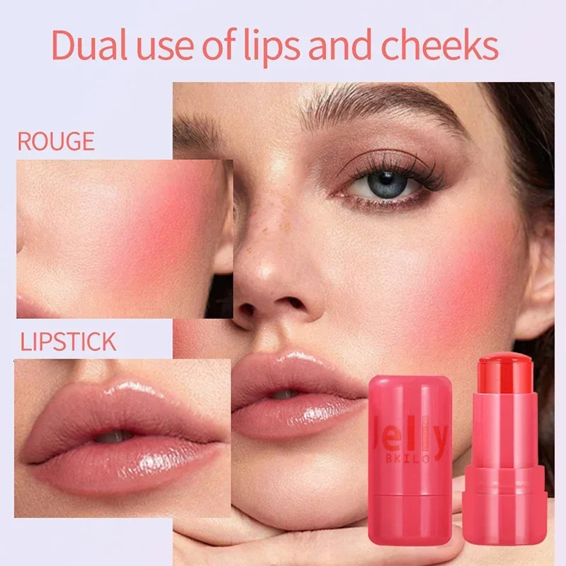 4pcs Set Jelly Cheek Blush Tint 3-in-1 Transparent Moisturized Blusher Facial Contour Rouge Lip Stick Long Lasting Rouge Makeup 250324