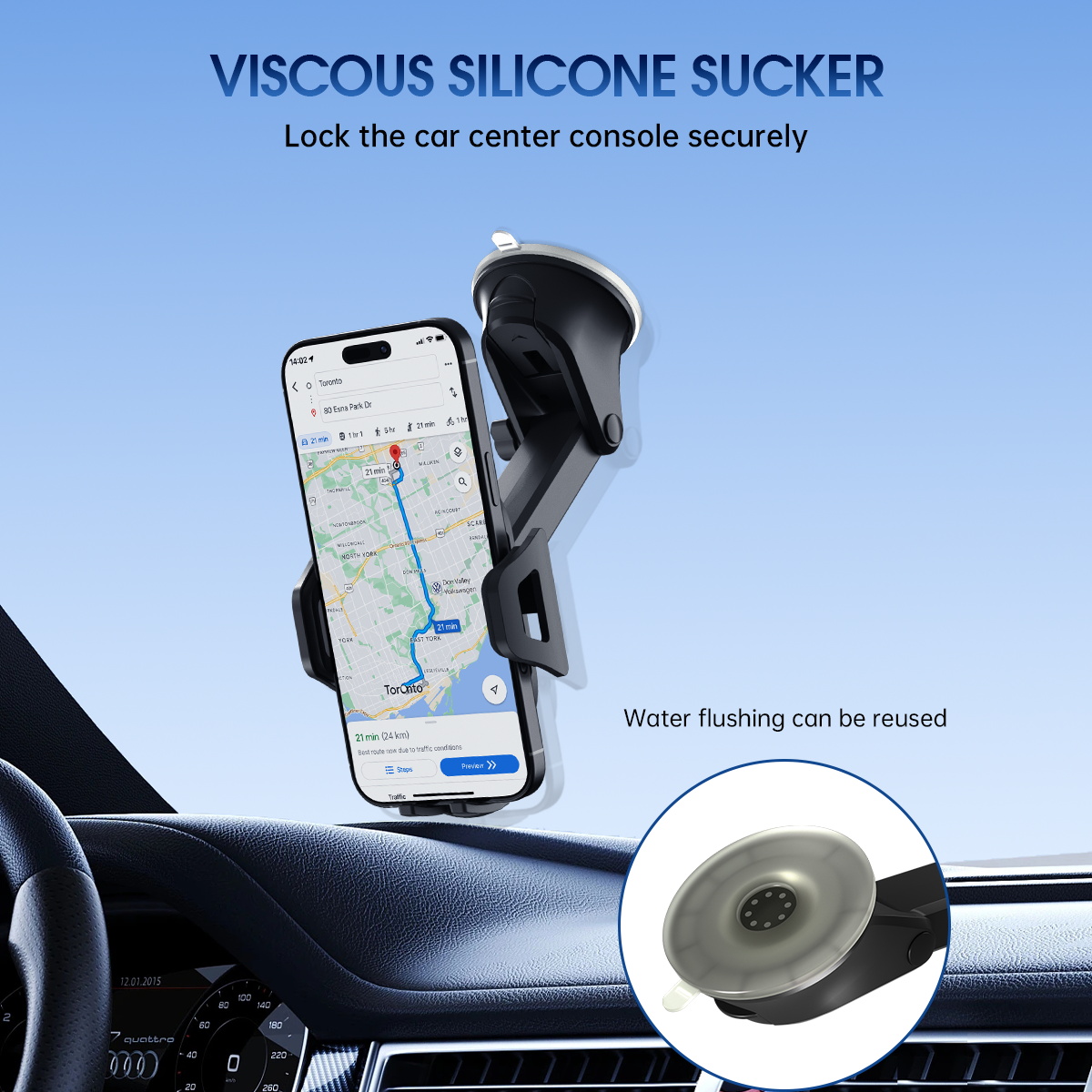 USA STOCK LOCAL ESEEKGO CH-02 Easy One Touch Car Holder Mobile Phone Car Mount Stand 360 Rotation for Universal Cellphones bracket with Box Ship in 2 
