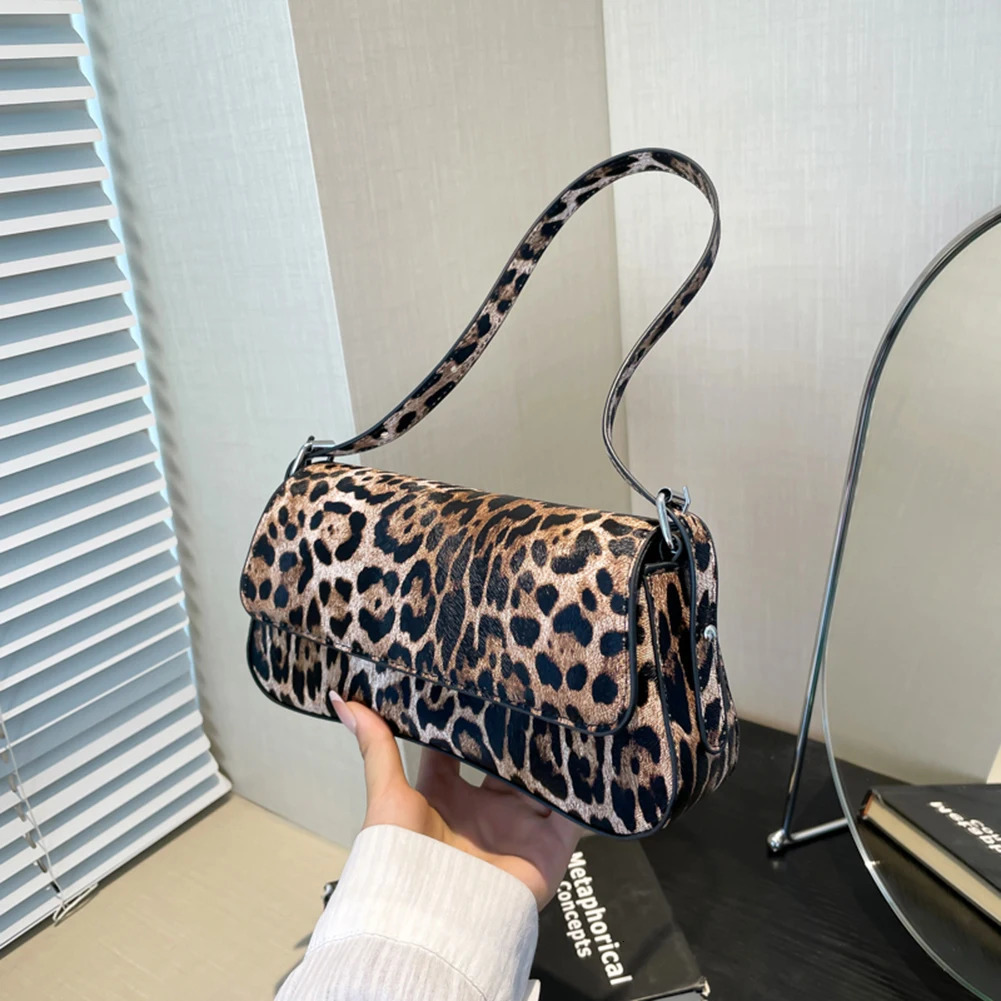 Leopard Print Shoulder Bag Women Cheetah Print Hobo Handbag Purse Vintage Womens Bag Y2K Handbags Clutch for Work Travel 250324