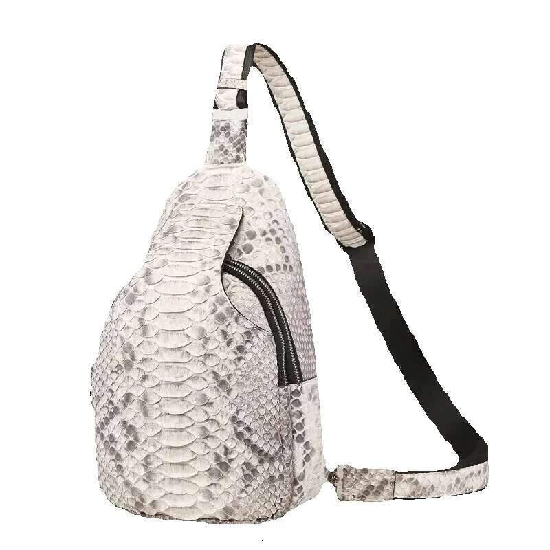 Genuine Exotic Men's Small Serpentine Chest Real True Leather Unisex Style Cross Shoulder Messenger Bag