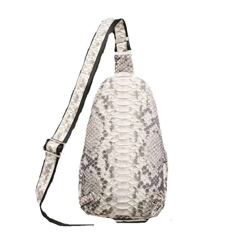 Genuine Exotic Men's Small Serpentine Chest Real True Leather Unisex Style Cross Shoulder Messenger Bag