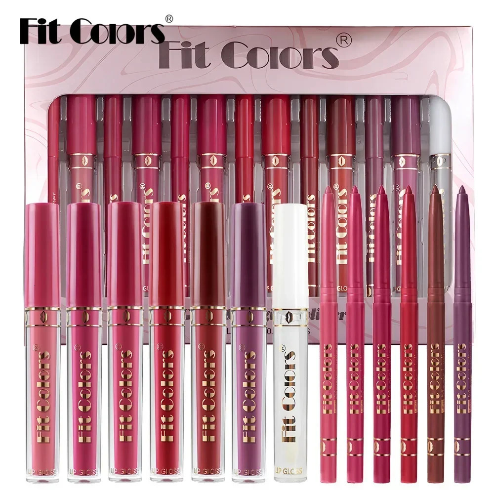 Lip Gloss Lip Liner Pencil Case 13PCSSet Matte Velvet Non-stick Cup Waterproof Sweatproof Longlasting Shiny Lip Glaze Makeups 250324