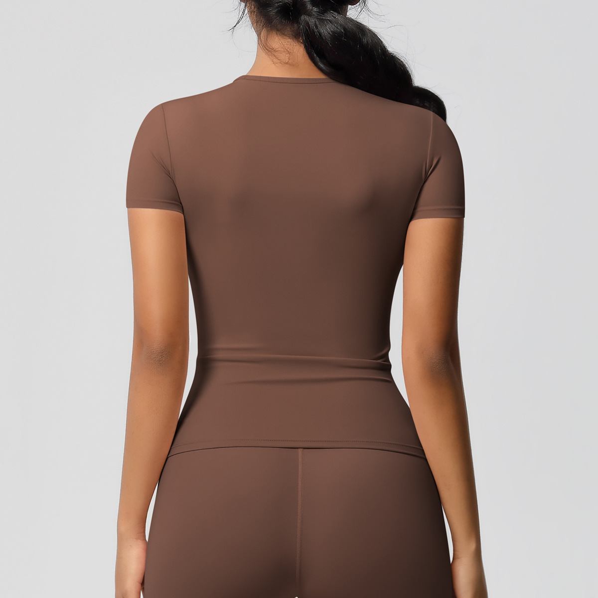 hot sale lycra fabric solid color women designer yoga pants tshirt high waist gym wear leggings elastic fiess lady outdoor sports trousers short sleev
