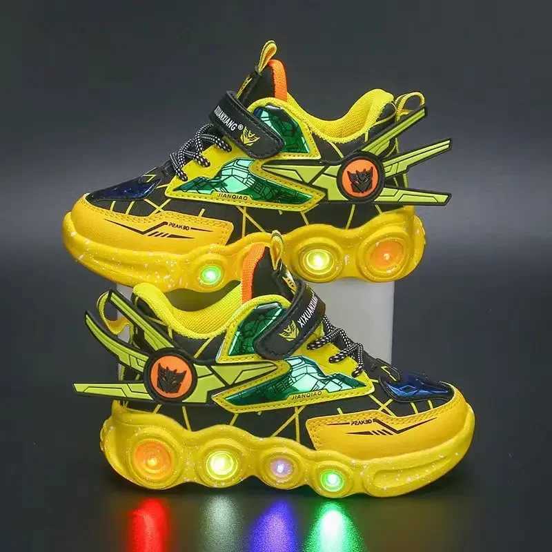 2025 Luminous With Lights Childrens Casual Shoes Retro Flash Walking Shoes Baby Girls Sports Shoes Basketball Shoes W250324