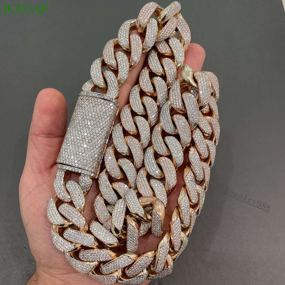 Fine Jewelry Hip Hop Miami Cuban Necklace 925 Silver Vvs Moissanie Diamond Cuban Link Chain Iced Out for Men