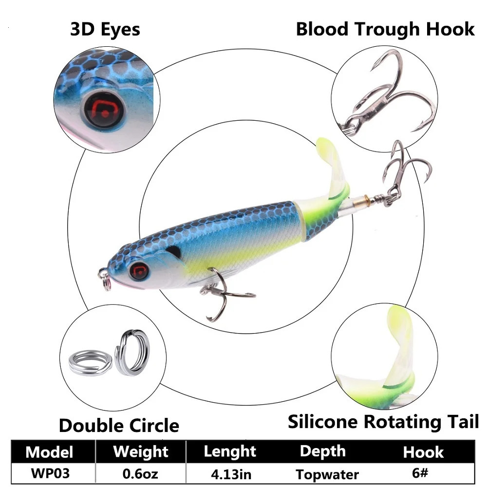 Fishing bait Whopper Plopper 10.5cm/17g with floating rotating tail top water bait freshwater saltwater bait 250325