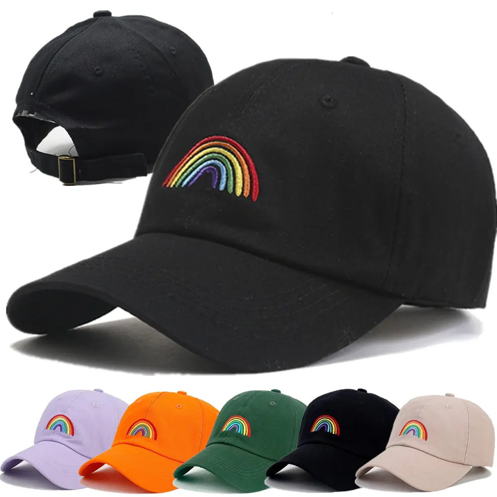 Neutral baseball cap rainbow embroidered sports cap mens fashionable cap womens streetwear dad cap 250320