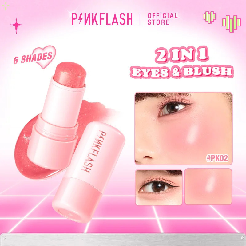 PINKFLASH Multi-Use Watery Blush Stick Blendeable High Pigment Long-lasting Moisturizing Face Blusher Contour Makeup Cosmetics 250324