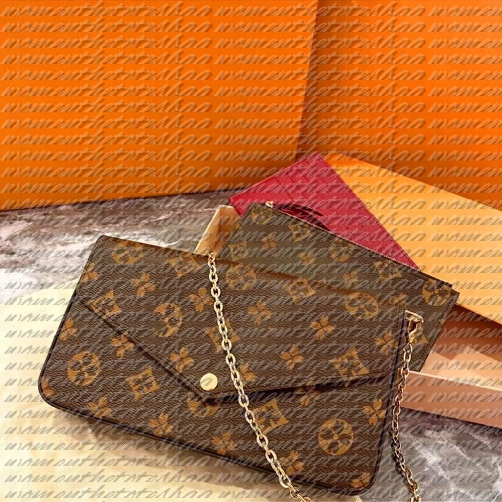 Genuine leather 3pcs Luxury Designer Bag Purse Women Fashion Multi POCHETTE FELICIE Crossbody Purses wallet tote shoulder bag handbag