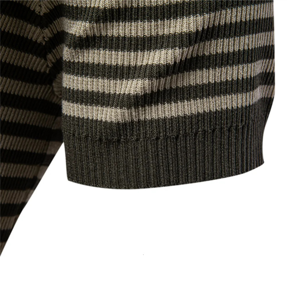 AIOPESON 2025 Mens Contrast Striped Polo Shirt Lightweight VNeck Knit Top with Breathable Textured Panels 250311