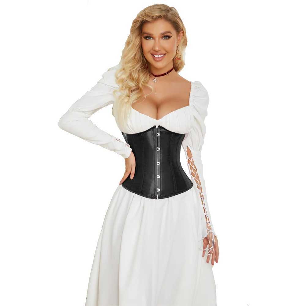 Satin underwear tight corset without cup Bustier ultra-thin fit waist belt decal shape W250325