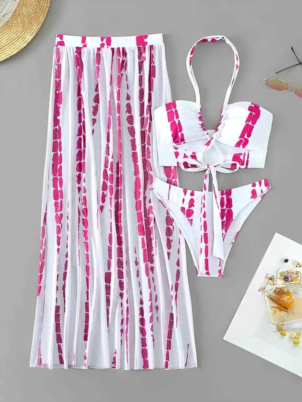 3 pieces of camisole bikini 2024 swimsuit womens and beach skiing swimsuit Fa sexy swimsuit bathroom swimsuitXJ250324