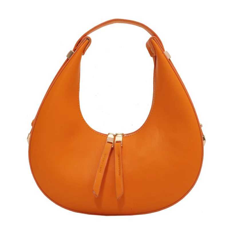 PU leather womens luxury designer handbag wallet fashionable retro wallet double zipper half moon new moon homeless shoulder bag Y250324