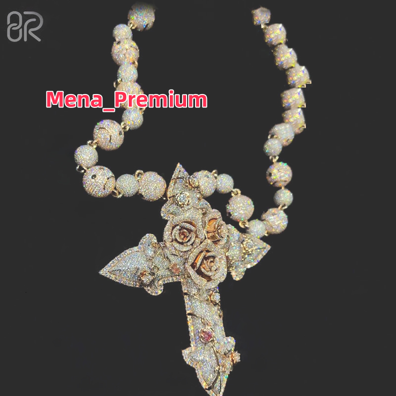 Moissanite Cuban Chain Necklace Hip Hop Style Charm New Design Ball Line 925 Silver Gold Plated Heavy Cuban Link Chain Pendant