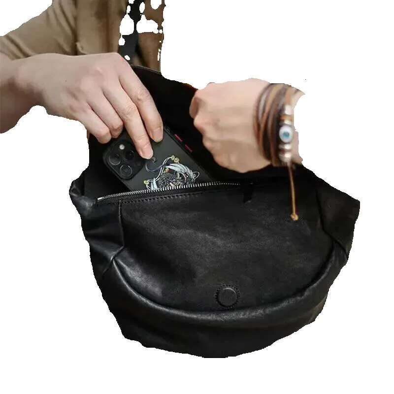SENOFAN 2025 Cattlehide Chest Bag Casual Black Hobos Messenger Crossbody Men Real Cowhide Male Shoulder Sg Waist Bags