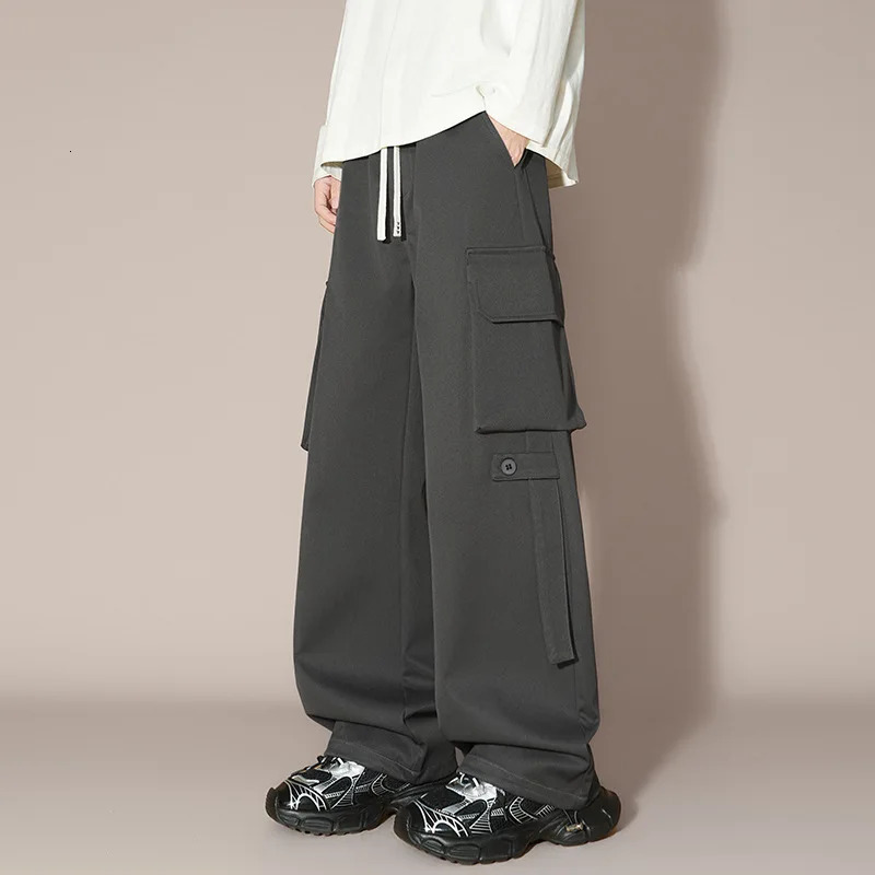 Mens work pants spring multi pocket casual loose straight mens highend clothing for runners 250322