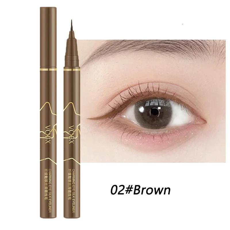 Silky Smooth Matte Brown Liquid Eyeliner Waterproof Sweatproof Lying Silkworm Pen Natural Eye Makeup Women Beauty Cosmetic 250324