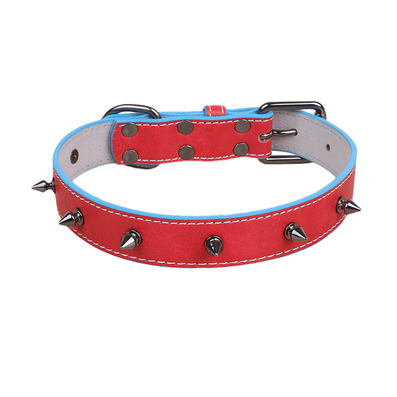 New customized models PU pet collar soft double-layer design rivets decoration fashionable and beautiful cats and dogs common