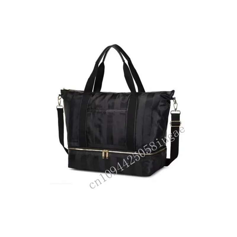 Large Capacity Handbag Pink Stripe New Travel Shoulder Canvas Women's Fashion Portable New Shopping Bag Classic Bags
