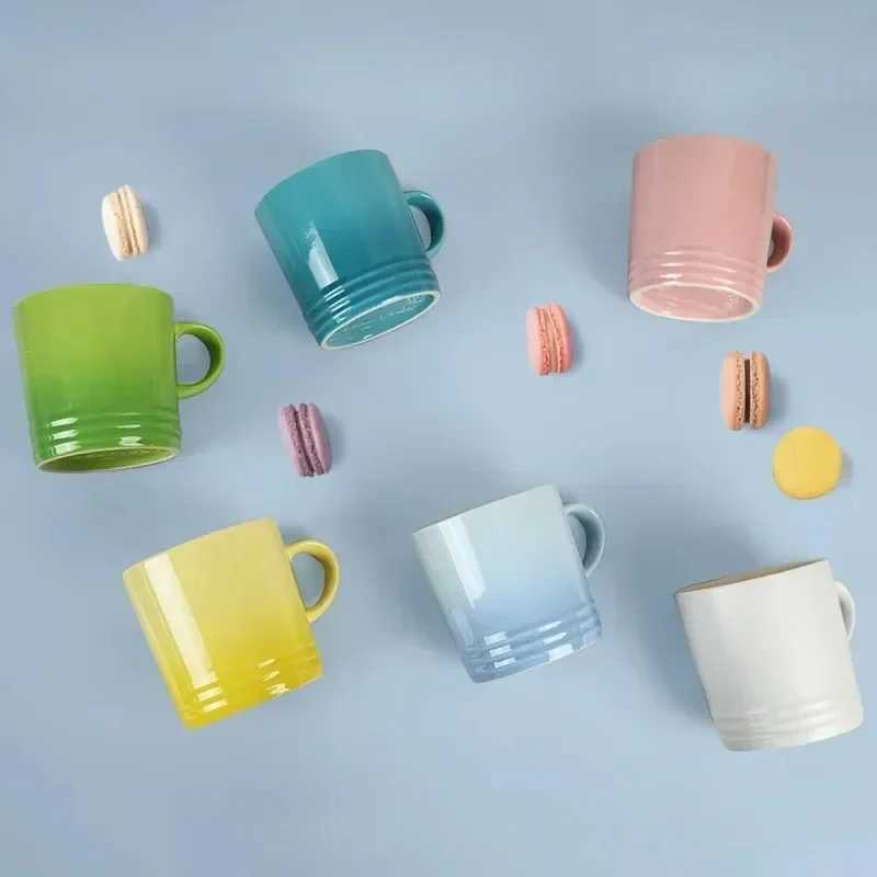 Popular Nordic style color gradient cup creative Macaron cup gradient cup cool color rainbow cup with handmade gift ceramic cupT250324