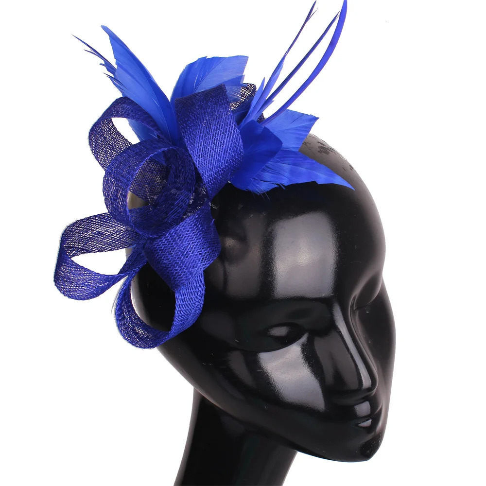 Womens Royal Blue Charming Hat Hairclip Elegant Bridal Wedding Party Headwear Ball Occasion Womens Headwear Accessories 250320