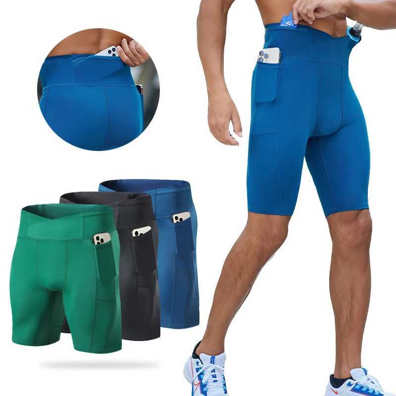 Compression pants marathon running tight fitting mens fast drying training basketball jogging fitness gym sports shorts with pockets W250324