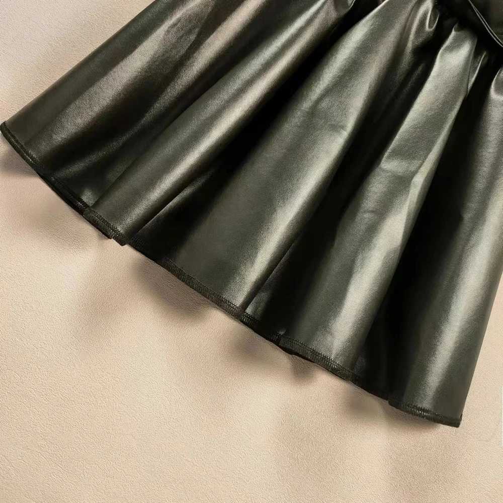 Girl Half Body Skiing Autumn/Winter Fashion Baby Black Leather Skiing Super Cool Princess Skiing Wrinkle Skiing Pu SprintT250326