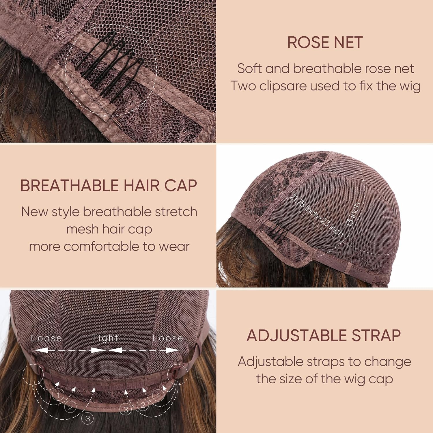 Long Brown Wavy Wigs Long Curly Wig with Bangs Natural Appearance Heat-Resistant Synthetic Wig Suitable for Fashionable Women