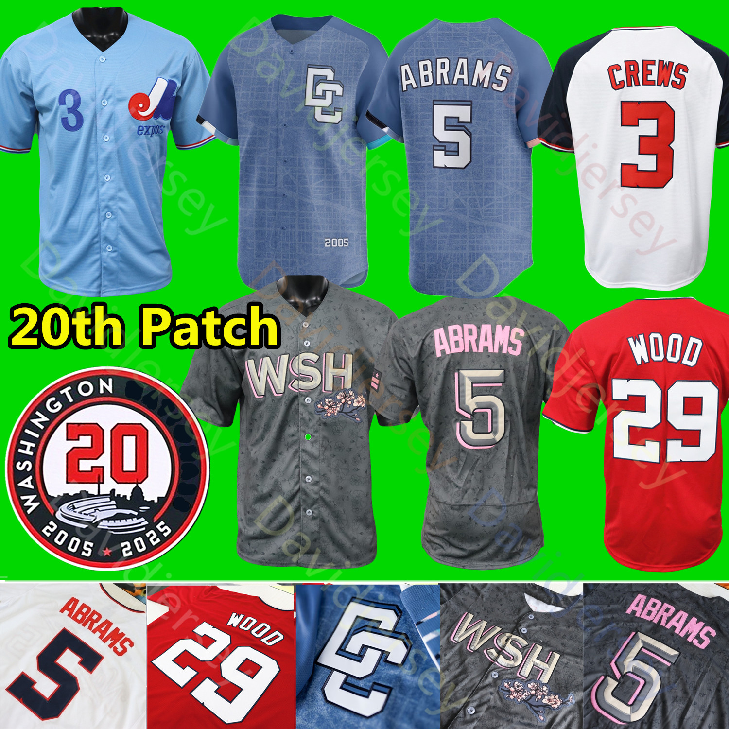 2025 City Baseball Jersey Dylan Crews James Wood CJ Abrams MacKenzie Gore Josh Bell Luis Garcia Jr. Josiah Gray Ruiz Baker Lowe Rosario Tena Youth Adult S-3XL Women
