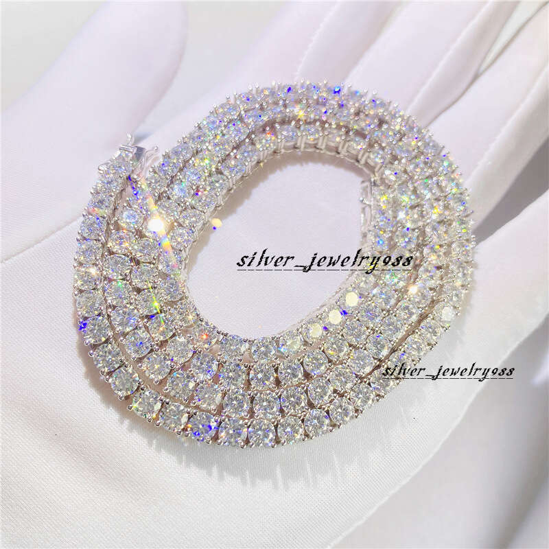 JINAO Fine Jewelry Hip Hop Sier Rose Yellow Gold 3Mm D Vvs1 Men Moissanite Tennis Chain Necklace