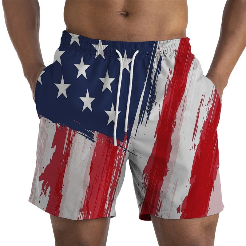 Latest Summer Mens Shorts US National Flag 3D Printed Casual Youth Quick Drying Swimsuit Dry Cool Ice 250321