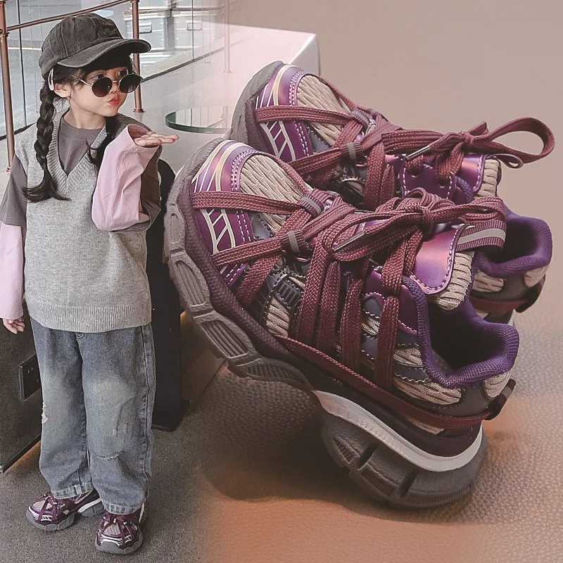 Childrens Sneakers Chunky 2024 New Girls Basketball Shoes Fashion Versatile Kids Maternal Boys Sports Shoes for School Breathable W250324