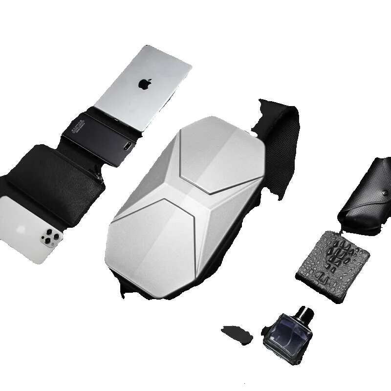 OZUKO Men Shoulder Bags Fashion Hard Shell Chest Male Waterproof Short Trip Messenger USB Charging Crossbody Bag Teenage