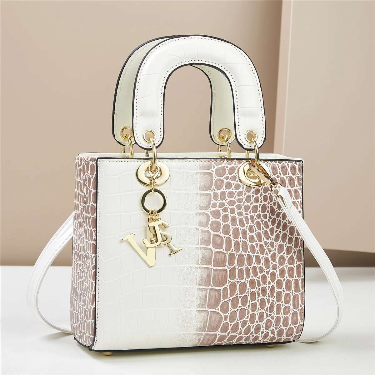 Fashion Gradient High-Grade Alligator Print Women's Handbag, Texture All Matching Travel Single Shoulder Crossbody Bag