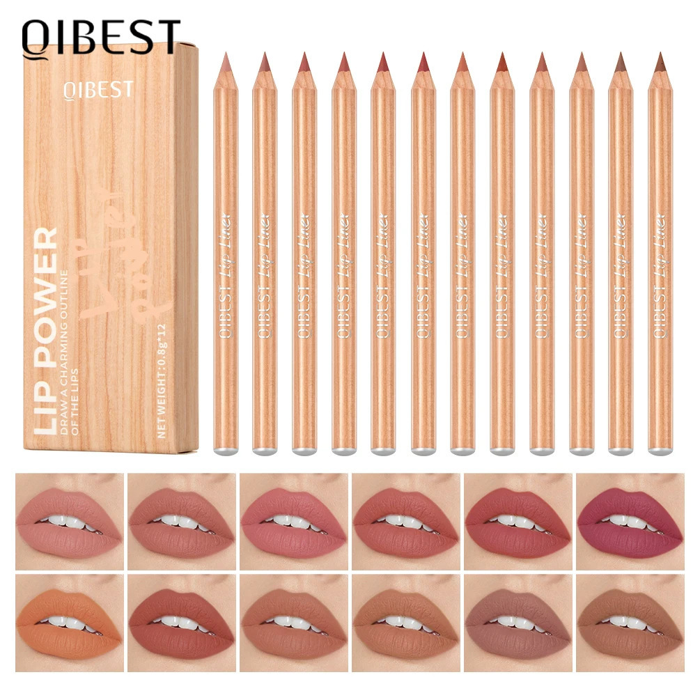 QI 12 Colors Matte Lipliner Pencil Set Smooth Lip Liner Lipstick Lasting Non-Stick Lip Contour Not Easy Fade Lipliner Makeup 250324