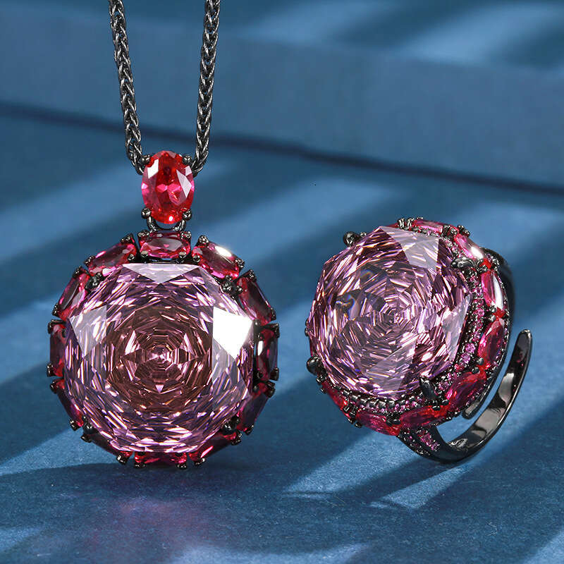 Popular hot item new Zhuangsheng jewelry copper base gold-plated rose cut circular temperament light set for women 18-16m