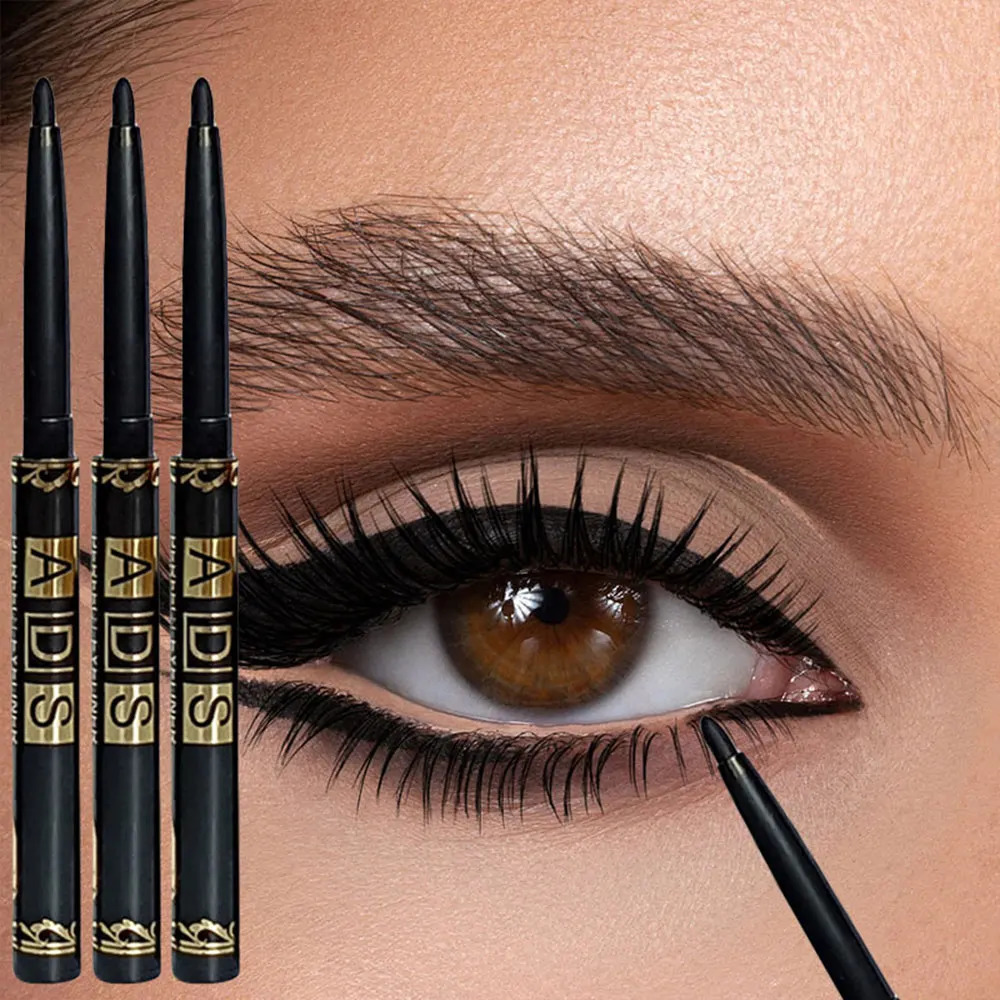 3pcs Black Eyeliner Pencils -Waterproof Sweatproof Smudge-Proofwith Easy Twist Application for Flawless Eye Makeup 250324