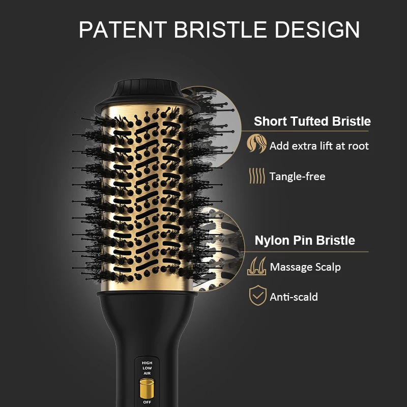 LISAPRO Elegant Black Golden Air Brush 2.0 One Step Hair Dryer Brush and Styler Volumizer Multifunctional Blow Dryer Brush 250324