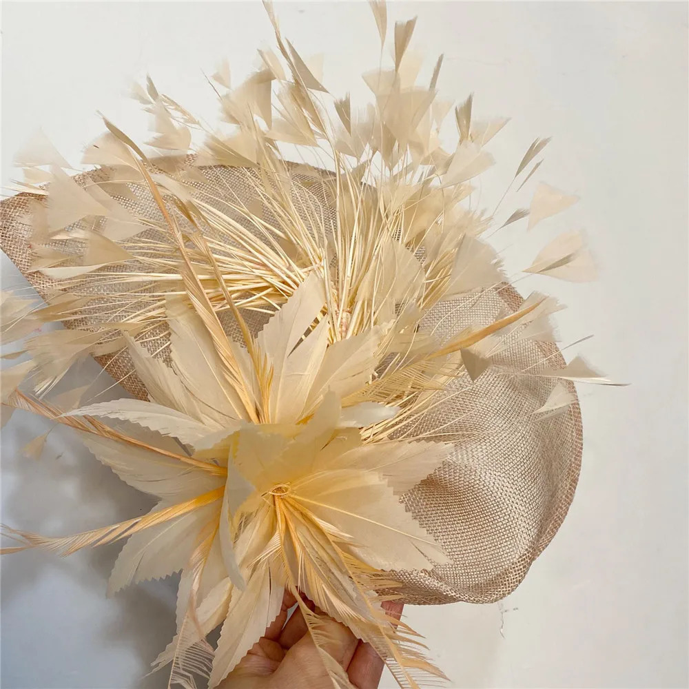 Pink Gorgeous Fascinator Hat With Clips Elegant Women Fancy Feathers Wedding Hats Bridal Hair Accessories Lady Millinery 250322