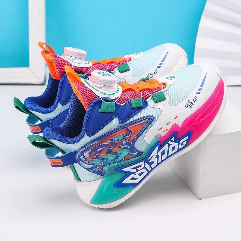 Trend Swivel Buckle Childrens Basketball Sneakers for Boys and Girls Non slip Soft Bottom Casual Sneakers for Childrens Running Shoes W250324