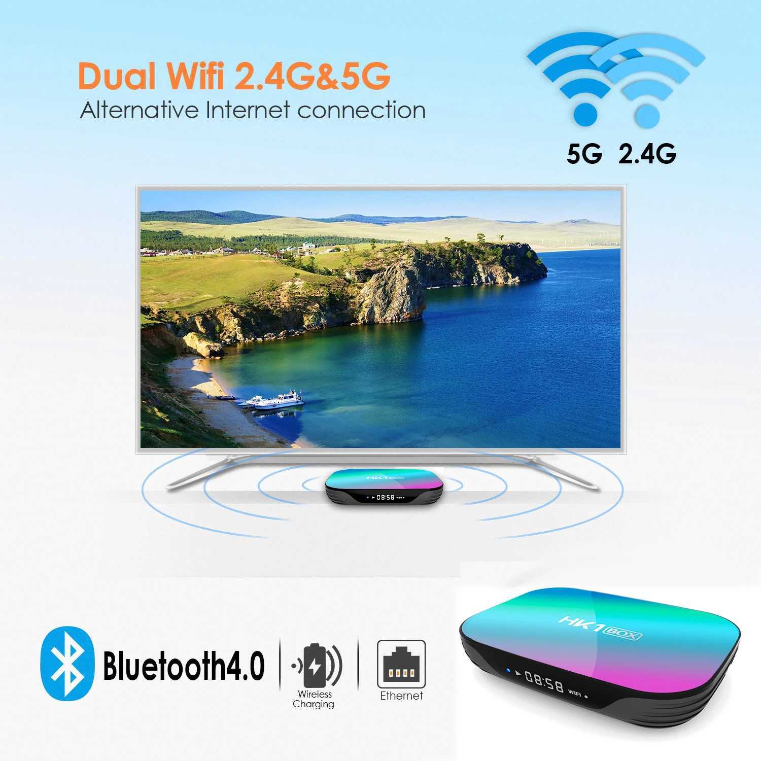 Smart TV Box Android 9.0 4K 100m 1080P HK1 Box Amlogic S905X3 Dual WiFi 4GB RAM 32GB ROM HK1BOX Set Top Box X250325