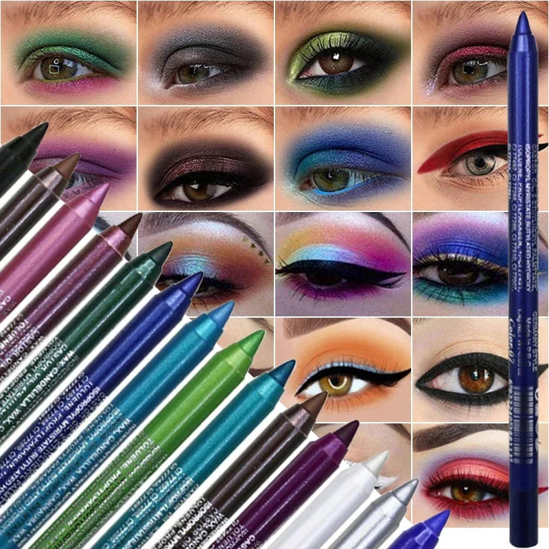 14-Color Eyeliner Pencil Long Lasting Smokey Punk Style Eye Liner Pen Waterproof High Pigmented Pearly Shimmer Eyeshadow Stick 250324